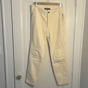 Ralph Lauren Purple Label Leather Pants, Size 10, Cream
